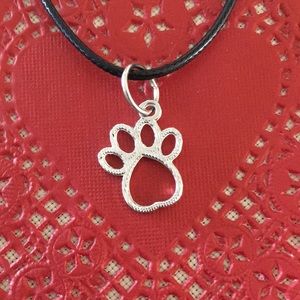 HAND CRAFTED Paw Necklace Dainty Silver Toned